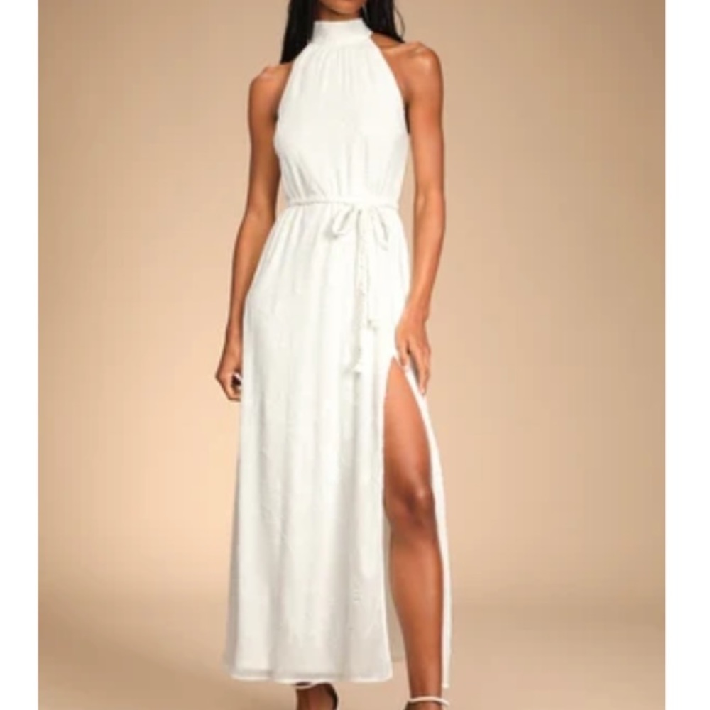 Lulus- high neck white dress